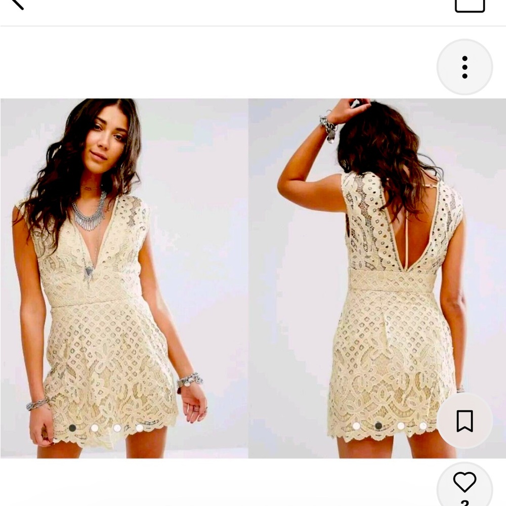 Free People Ivory One Million
Lovers Lace Mini Dress Women's Size 0